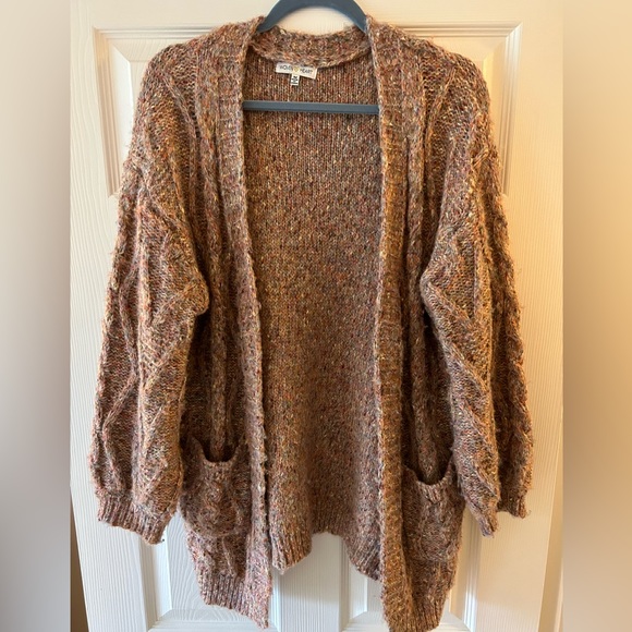 Woven Heart Sweaters - Boho-Chic and COZY- Pink/Multi Colored Oversized Cardigan